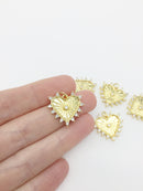 1 x 18K Gold Plated Heart Charm with Cubic Zirconia, 21x19mm (2154G)