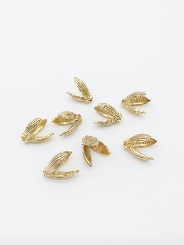 6 x Champagne Gold Flower Bud Beads, 15x12mm