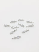 2 x Cubic Zirconia Rhodium Plated Earring Connectors, 17.5x5mm (1593)