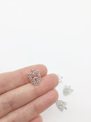 10 x Rhodium Plated Leopard Head Charms, 16x12mm (2120S)