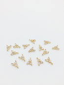 2 x Tiny 18K Gold Plated Marquise CZ Connectors, 10x7mm (2123)