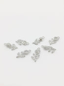 2 x Rhodium Plated Rose Pendants, 19.5x9mm (0204)