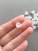 40 x AB White Acrylic Semi-translucent Bell Flower Beads, 10x11mm (3134)