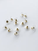 50 x Gold Earring Nuts, 12x7mm Brass and Plastic Stud Backs (3659)