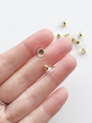 50 x Gold Earring Nuts, 12x7mm Brass and Plastic Stud Backs (3659)