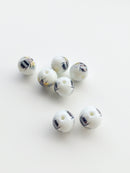 2 x Porcelain Beads with Honeybee Pattern, 12mm (3656)
