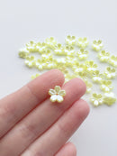 50 x Pearl Yellow Flower Beads, 11.5mm Acrylic Sakura Flowers (3680)