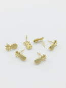 1 pair x 18K Gold Plated Pineapple Earring Posts with Loops (2712)