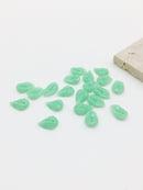 10 x Jade Green Carved Coral Leaf Charms, 11.5x7mm (0259)