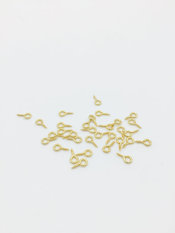 50 x Gold Plated Stainless Steel Screw Bails, 8x4mm (3896)