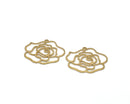 4 x Raw Brass Rose Flower Pendants, 31x33mm (C0221)