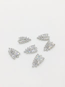 1 x Rhodium Plated Cubic Zirconia Palm Leaf Shaped Pendant, 18x10mm (0307S)