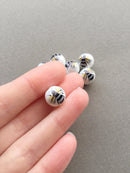 2 x Porcelain Beads with Honeybee Pattern, 12mm (3656)