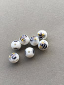 2 x Porcelain Beads with Honeybee Pattern, 12mm (3656)