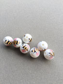 2 x Porcelain Round Bee Beads, 12mm (3655)