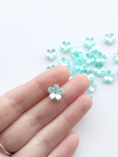 50 x Pearl Light Cyan Flower Beads, 11.5mm Lucite Sakura Flowers (3686)