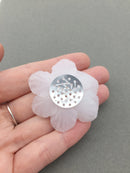 1 x Frosted White 3D Flower Bead, 46mm Beaded Flower Cabochons