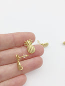 1 pair x 18K Gold Plated Pineapple Earring Posts with Loops (2712)