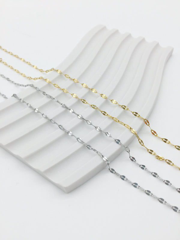 1 x Stainless Steel Fine Lip Chain Blanks, 40cm/15.7 inches, Gold or Silver Colour (3908)