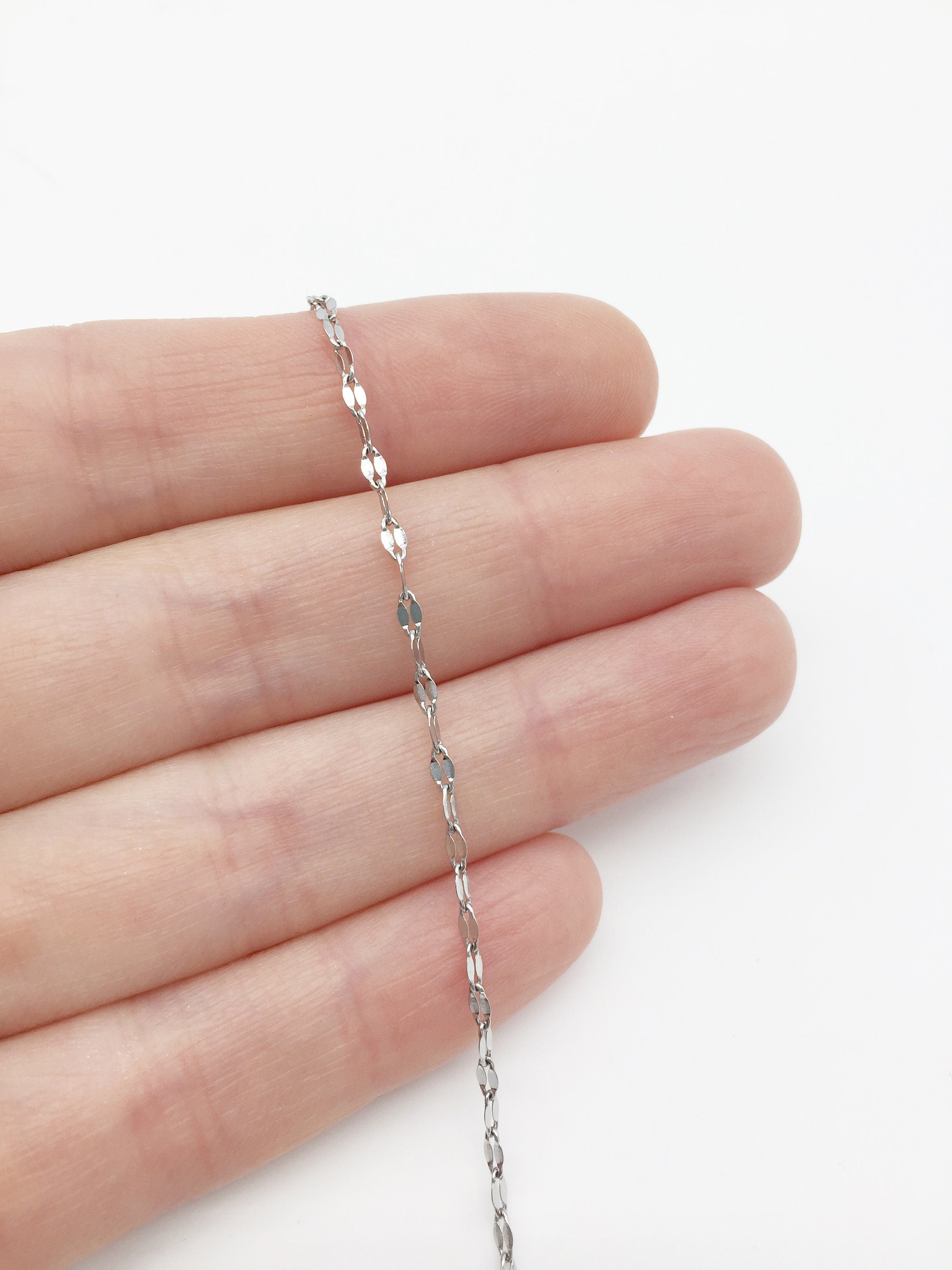 1 x Stainless Steel Fine Lip Chain Blanks, 40cm/15.7 inches, Gold or Silver Colour