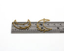 2 x Raw Brass Crescent Moon Charms, 31x22mm (C0667)