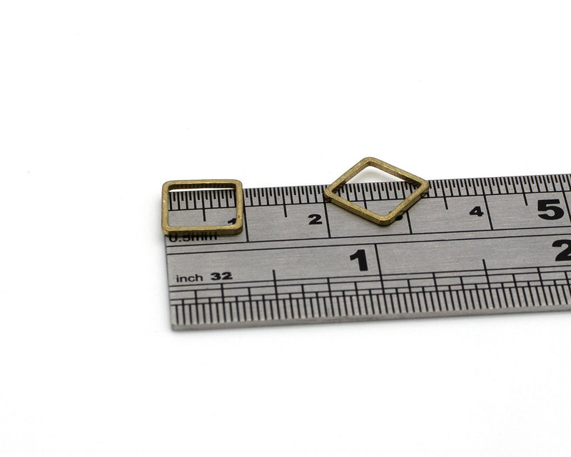 24 x Raw Brass Square Connectors, 10mm (C0670)