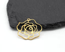 4 x Raw Brass Rose Flower Pendants, 31x33mm (C0221)