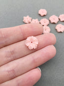 10 x Pink Carved Coral Flowers Beads, 12-13mm