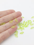 50 x Tiny Peridot Green Acrylic Leaf Beads, 5x10mm (3657)