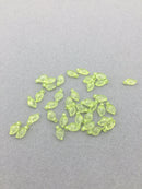 50 x Tiny Peridot Green Acrylic Leaf Beads, 5x10mm (3657)