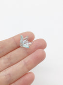 20 x Light Turquoise Blue Acrylic Flower Beads, 15x17mm