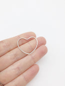 12 x Platinum Heart Connectors, 24x26mm Silver Tone Heart Linking Ringss (3588)
