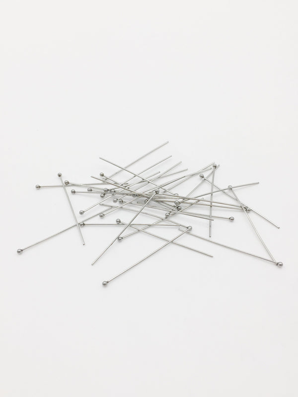50 x Stainless Steel Ball Headpins, 40x0.7mm (3718)