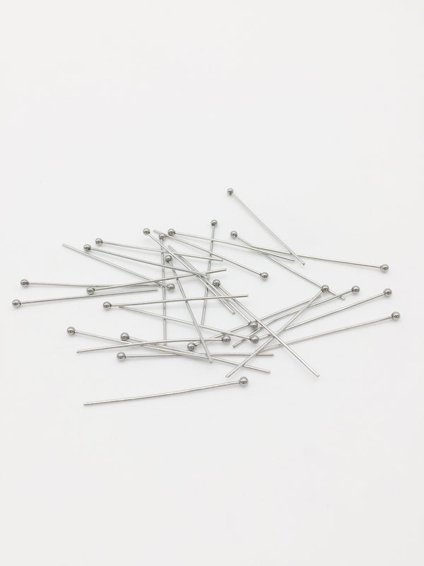 50 x Stainless Steel Ball Headpins, 35x0.7mm Silver Head Pins (3719)
