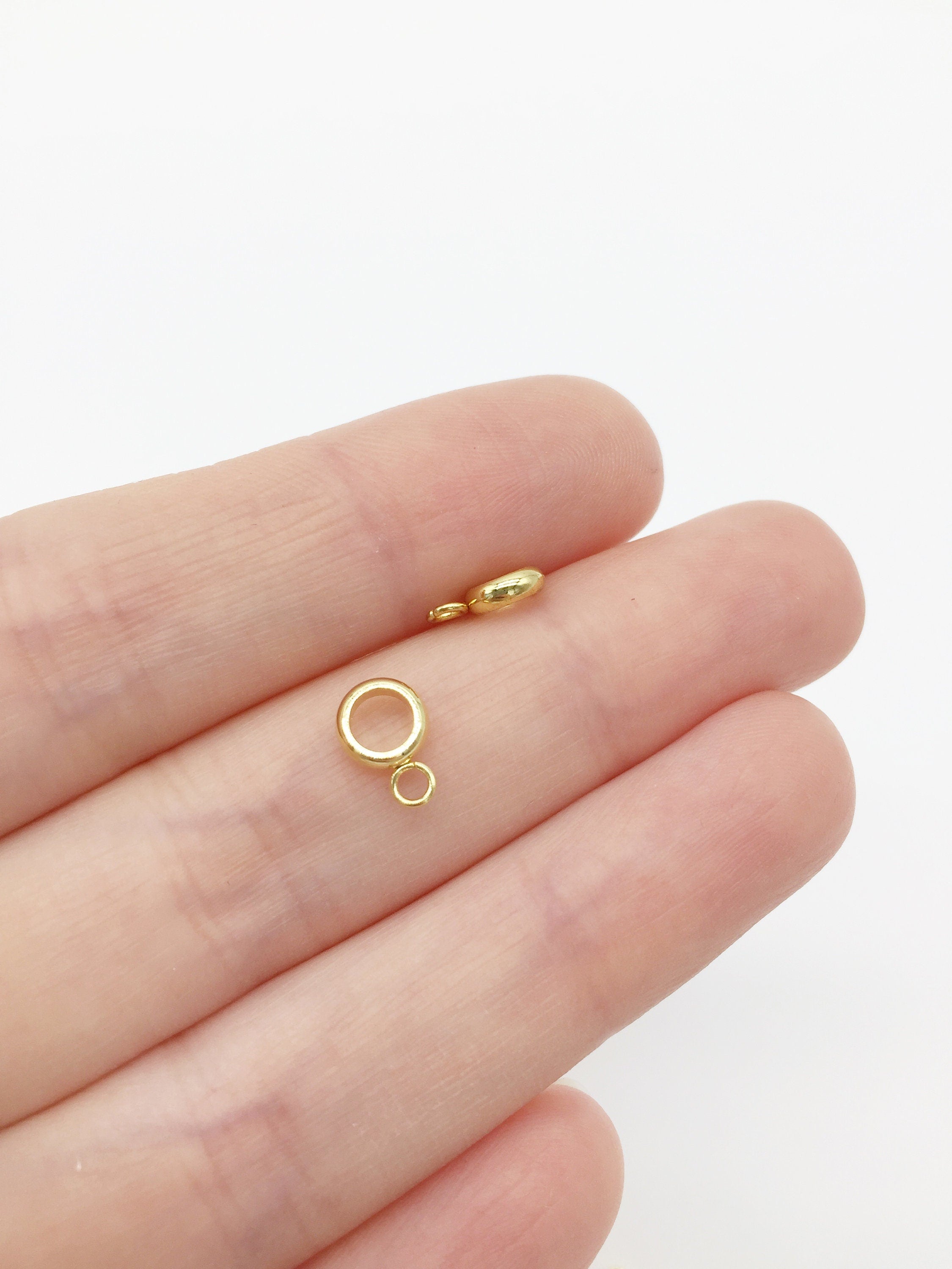 10 x Tiny 18K Gold Plated Stainless Steel Bail Beads, 9x6mm (SS057)