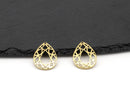 8 x Ornate Raw Brass Teardrop Pendants, 24.5x19mm (C0682)