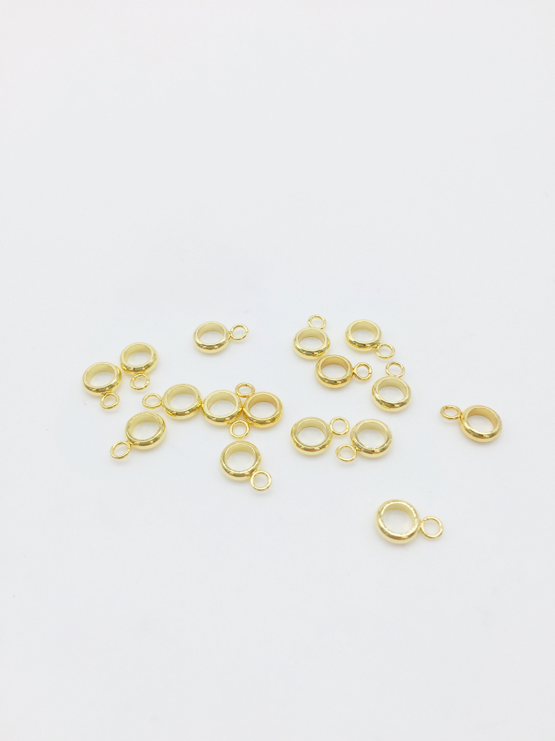 10 x Tiny 18K Gold Plated Stainless Steel Bail Beads, 9x6mm (SS057)