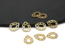 8 x Ornate Raw Brass Teardrop Pendants, 24.5x19mm (C0682)