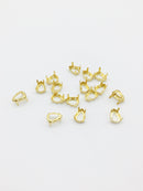 12 x 7x10mm Gold Tone Brass Setting for Pear Cut Stones (3437)